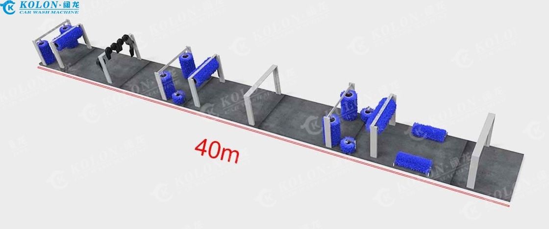 15 Bürsten Tunnel Waschmaschine mit 15 Bürsten Hot Dip Galvanized Stahlrahmen und Soft Touch Bürsten für lange Dauer Länge 40000mm